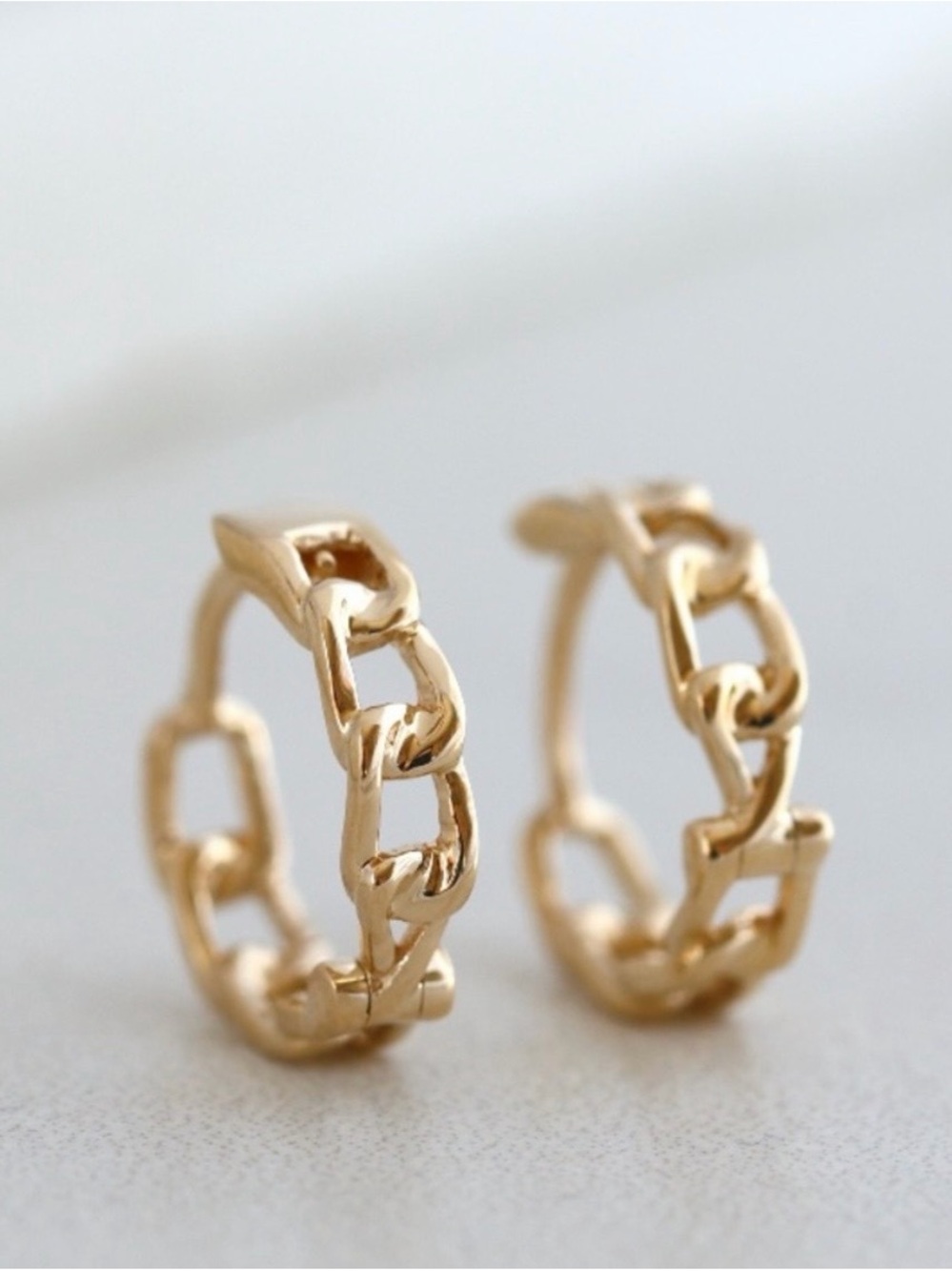 Gold Chain Link Hoop Earrings - Women Jewelry